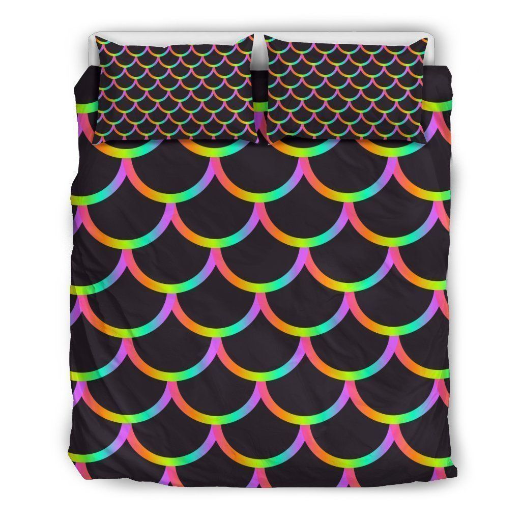 Black Mermaid Scales Bedding Set