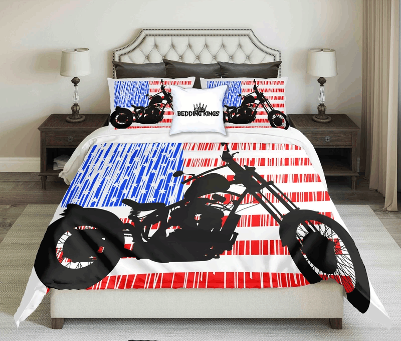 Black Motorcycle Bedding Set
