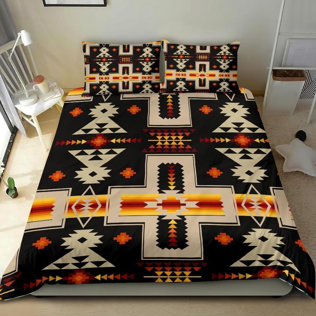 Black Native Tribes Pattern Native American Bedding Set
