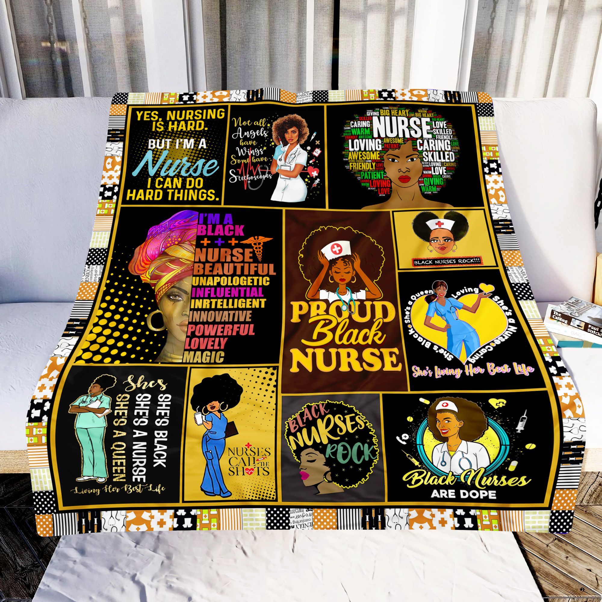 Black Nurse Beautiful Sherpa Fleece Blanket