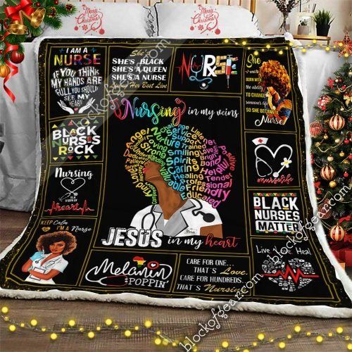 Black Nurse Sherpa Fleece Blanket