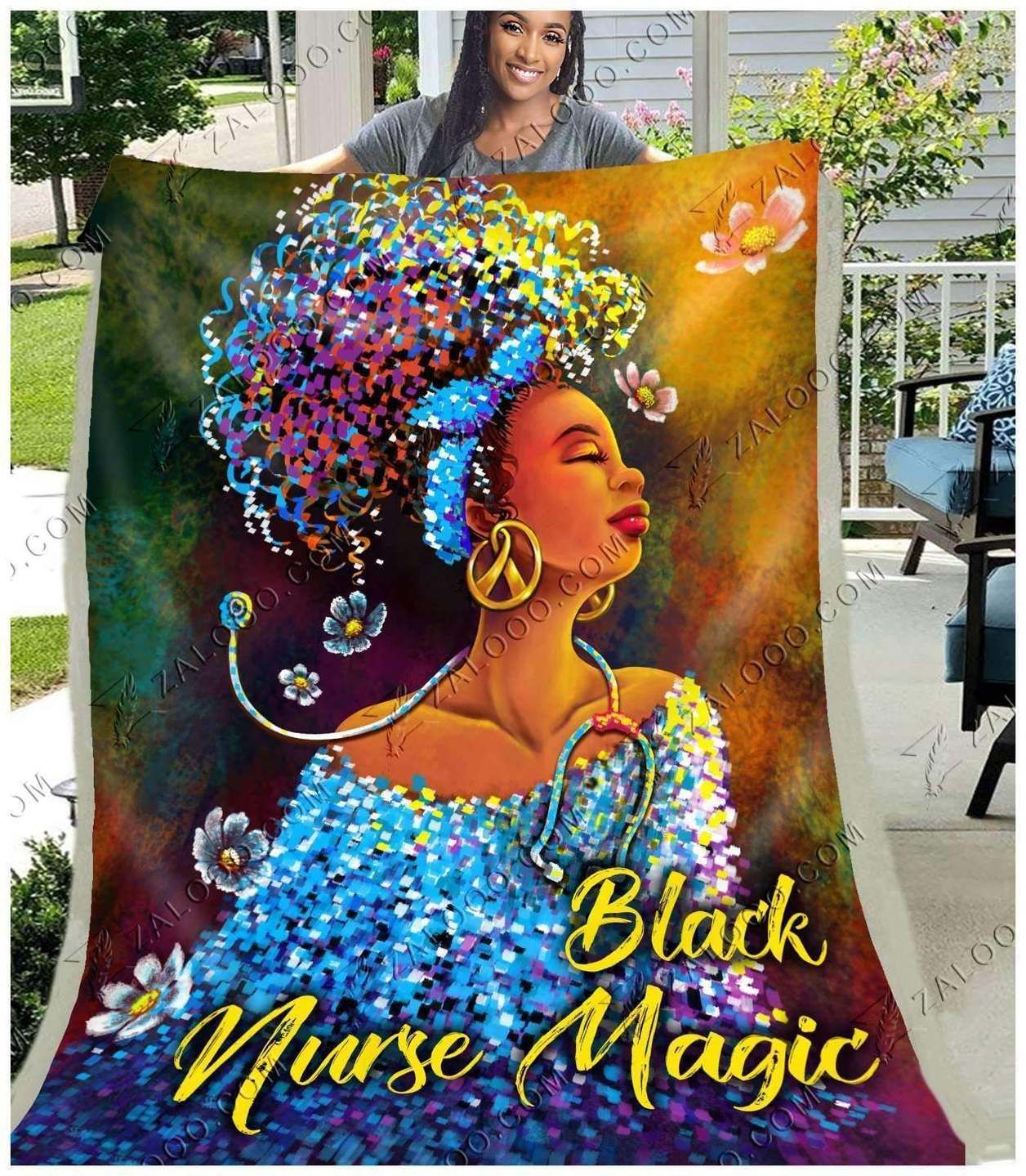 Black Nurse Sherpa Fleece Blanket