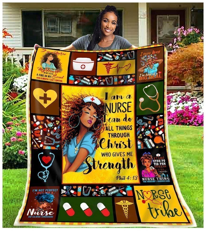 Black Nurse Sherpa Fleece Blanket