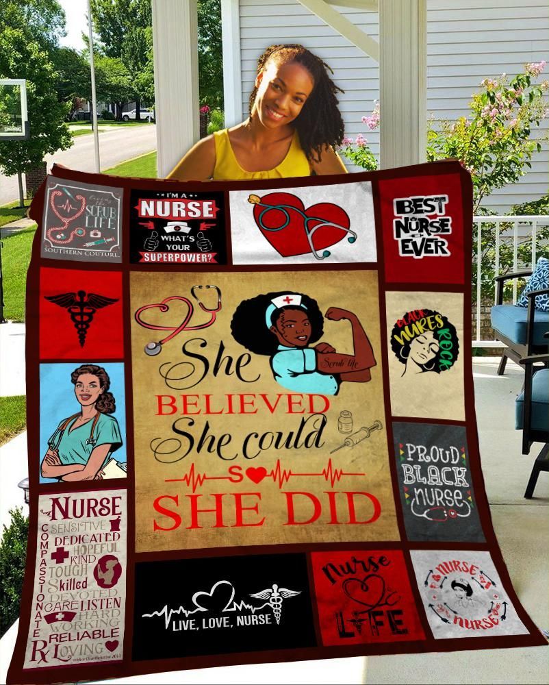 Black Nurse Sherpa Fleece Blanket
