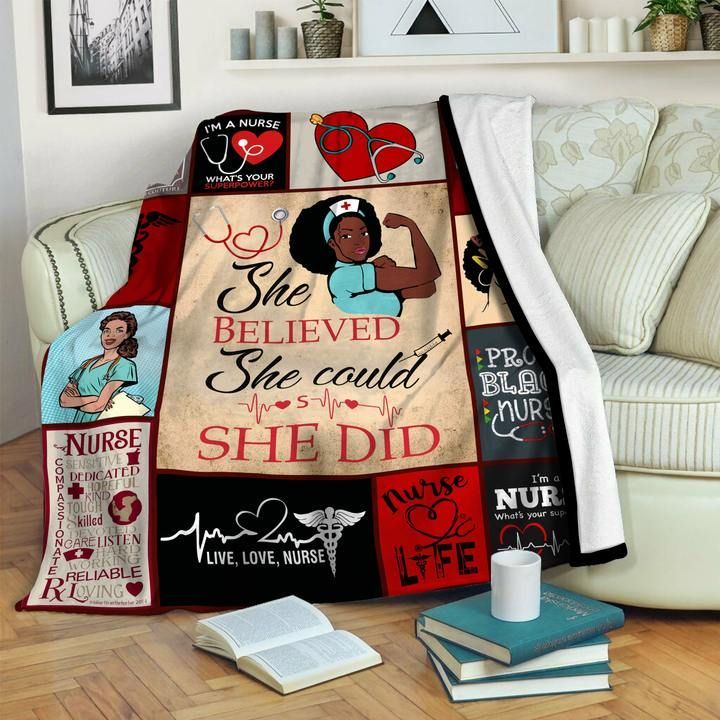Black Nurse Sherpa Fleece Blanket
