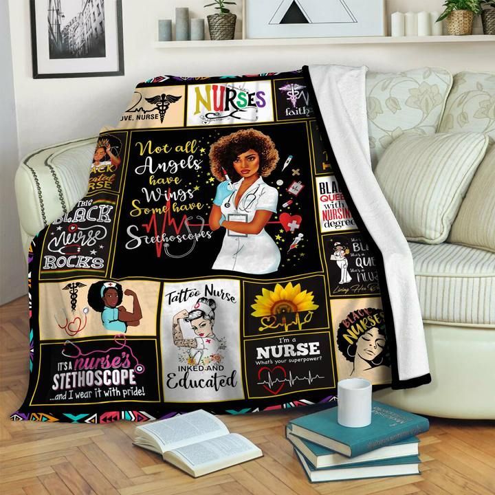 Black Nurse Sherpa Fleece Blanket