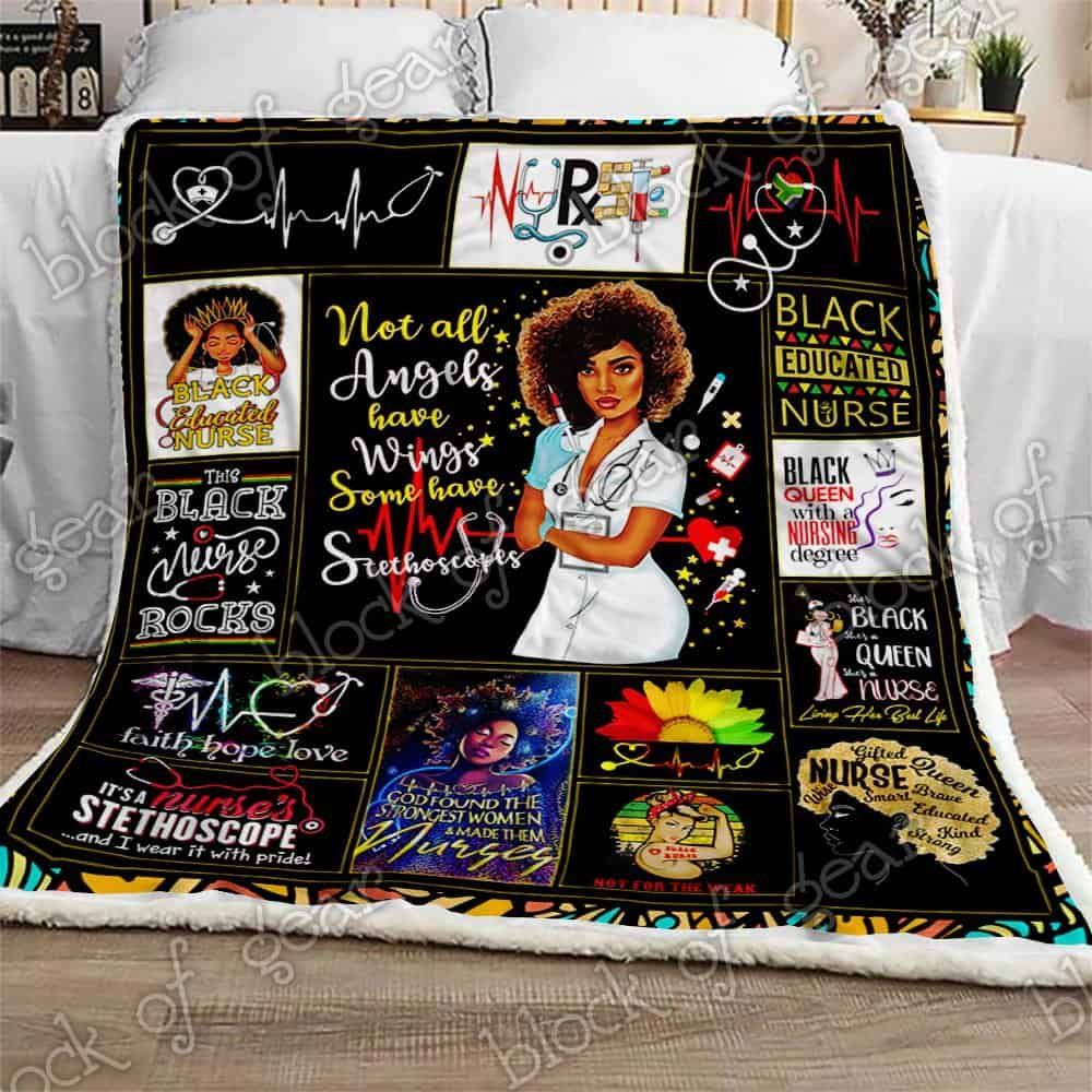 Black Nurse Fleece Blanket