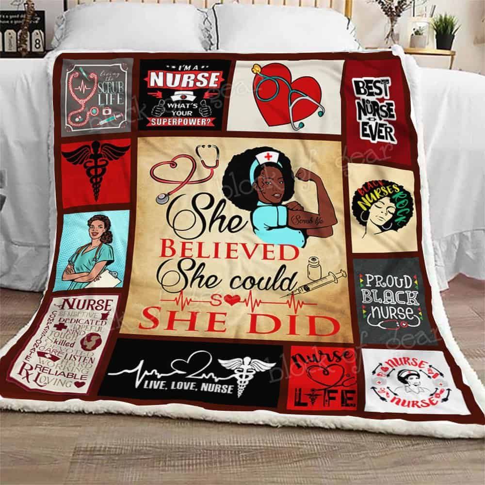 Black Nurse Fleece Blanket