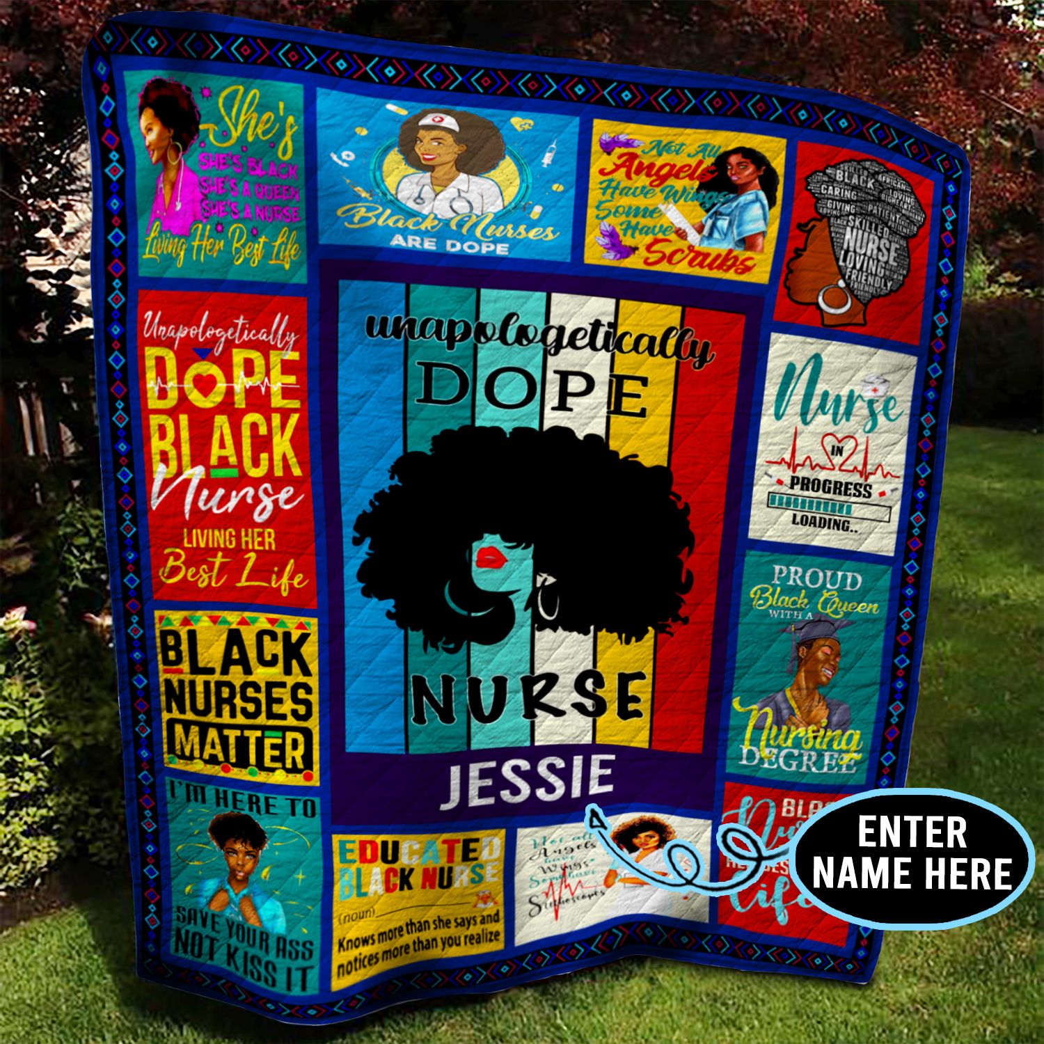 Black Nurse Personalized Quilt Blanket BBB120602NB