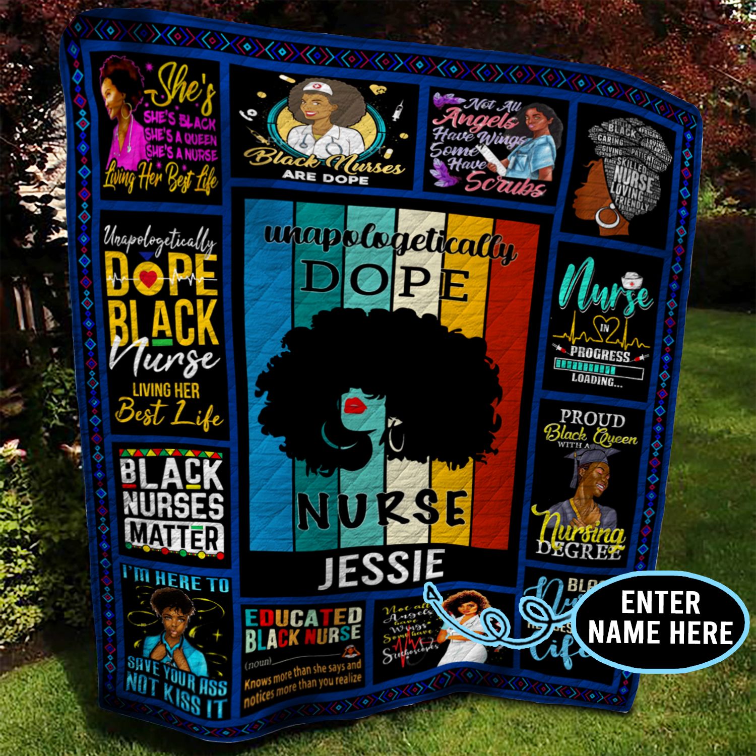 Black Nurse Personalized Quilt Blanket BBB120603NB
