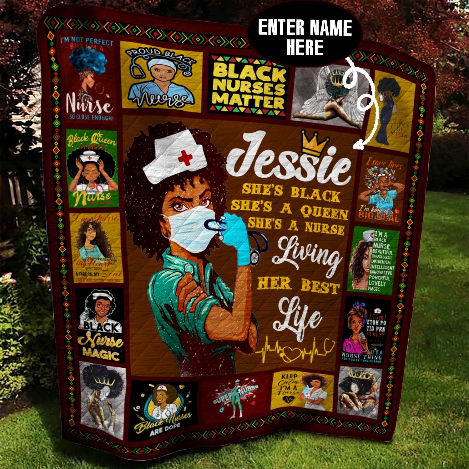 Black Nurse Personalized Quilt Blanket BBB290560NB