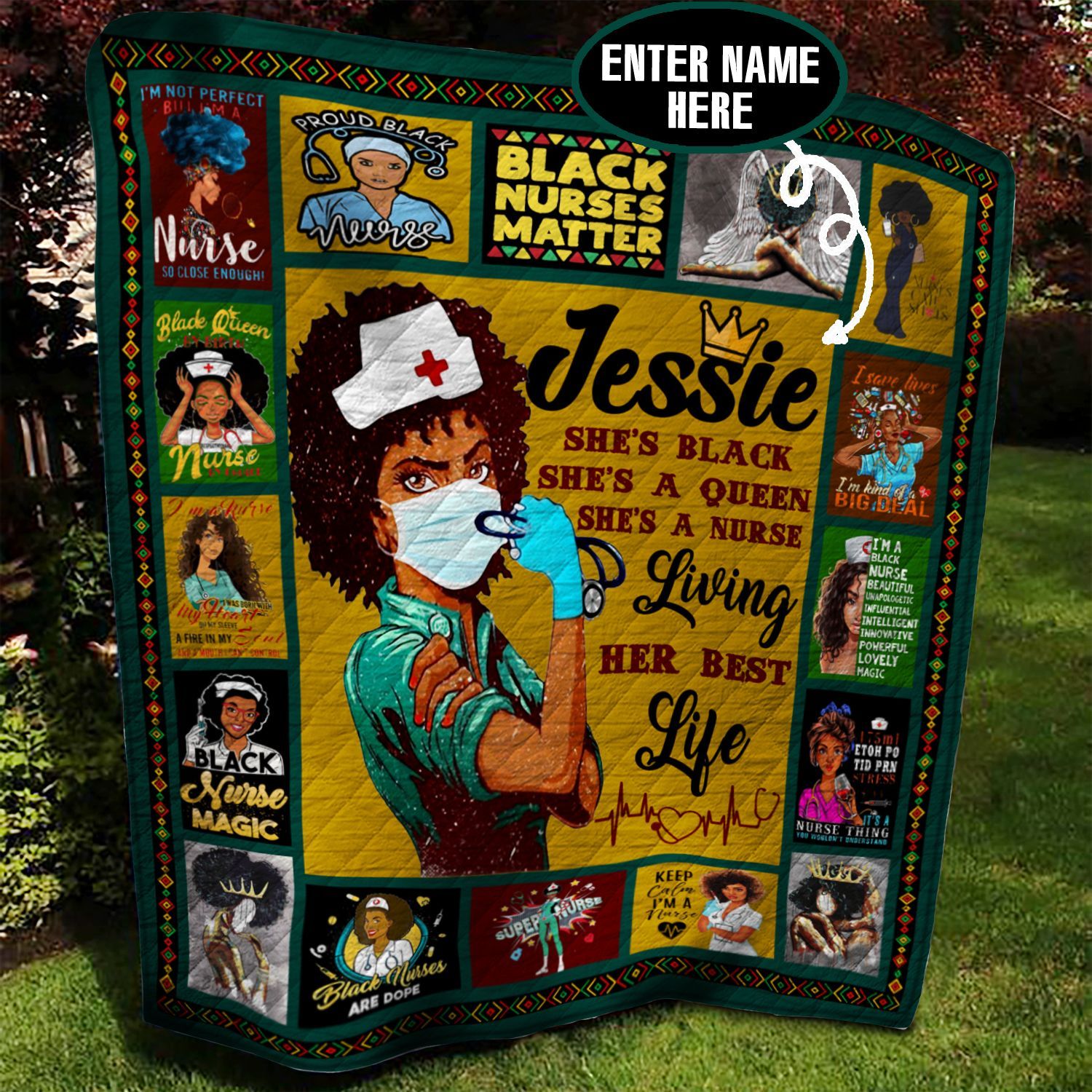 Black Nurse Personalized Quilt Blanket BBB290561NB