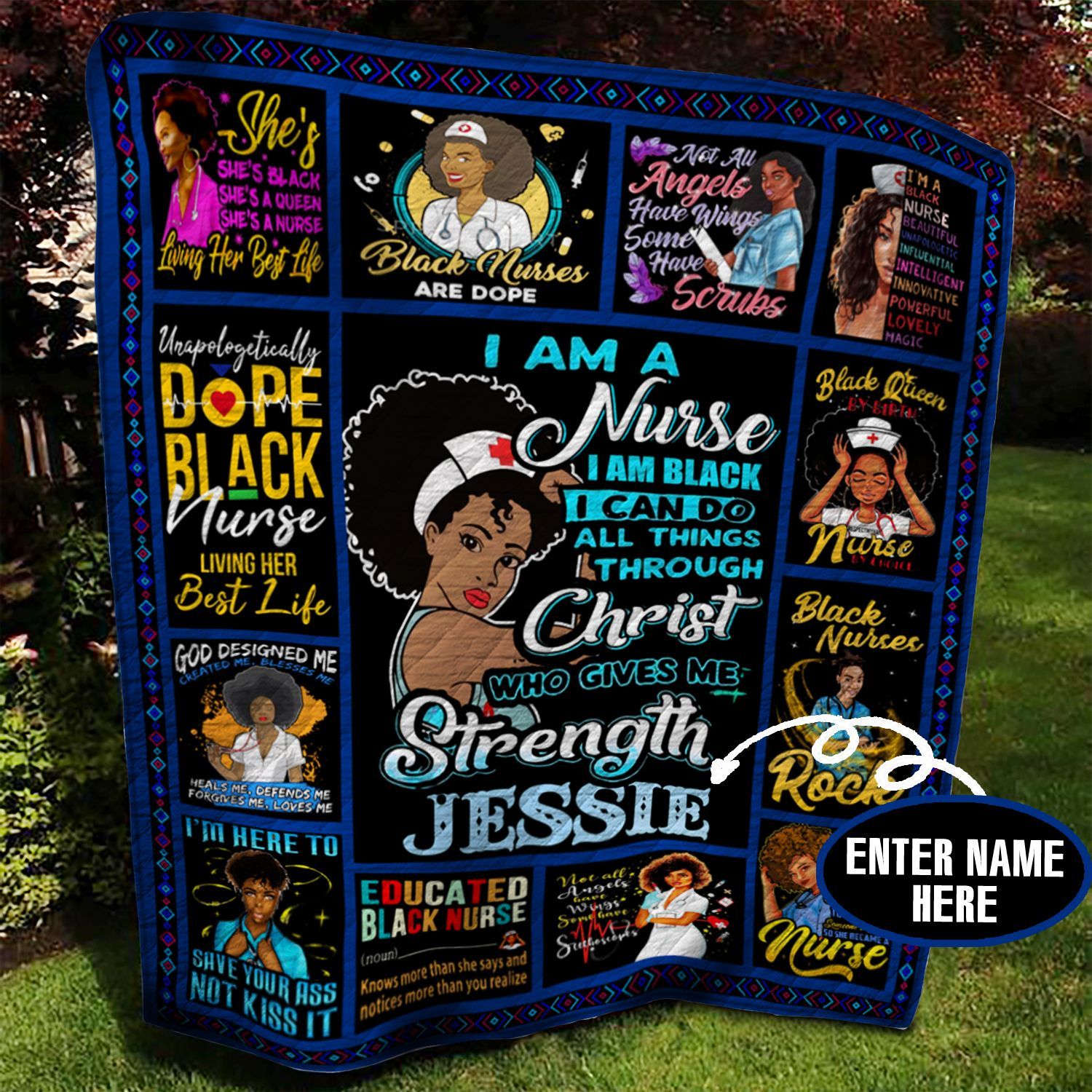 Black Nurse Personalized Quilt Blanket BBB300503NB