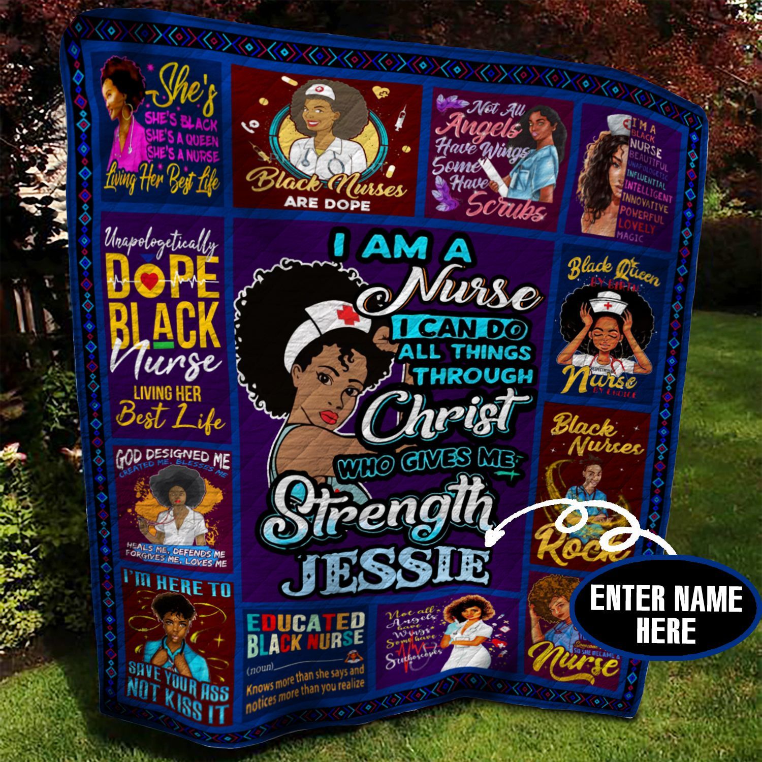 Black Nurse Personalized Quilt Blanket BBB300504NB