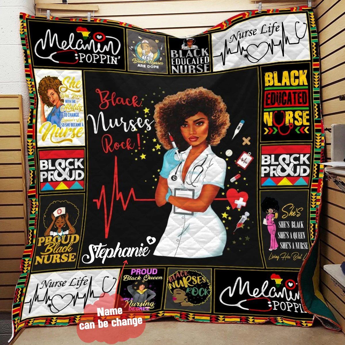 Black Nurse Personalized Quilt Blanket HHC120617