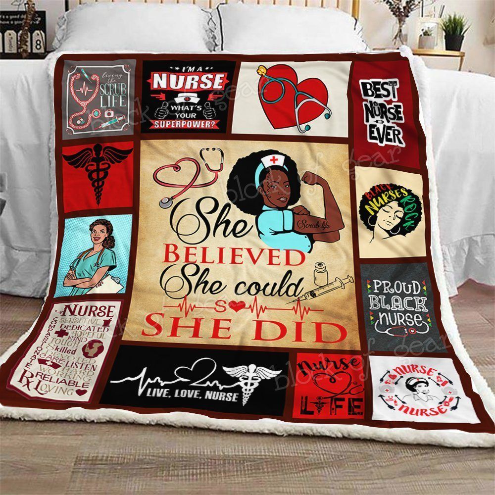 Black Nurse Proud Black Women Sherpa Fleece Blanket