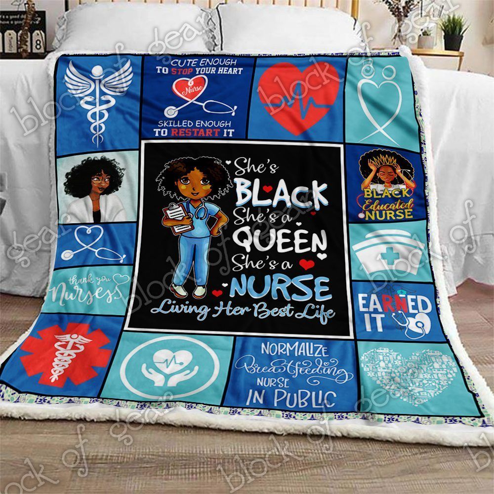 Black Nurse Proud Black Women Sherpa Fleece Blanket