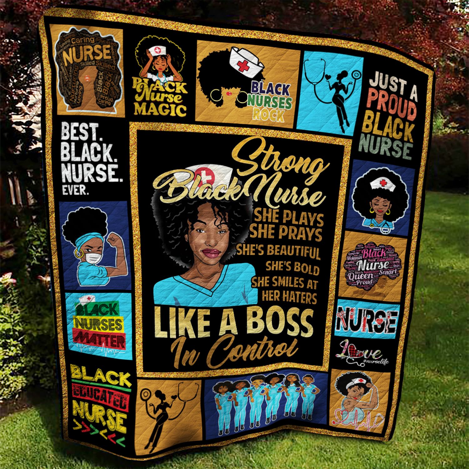 Black Nurse Quilt Blanket AAA260601TA