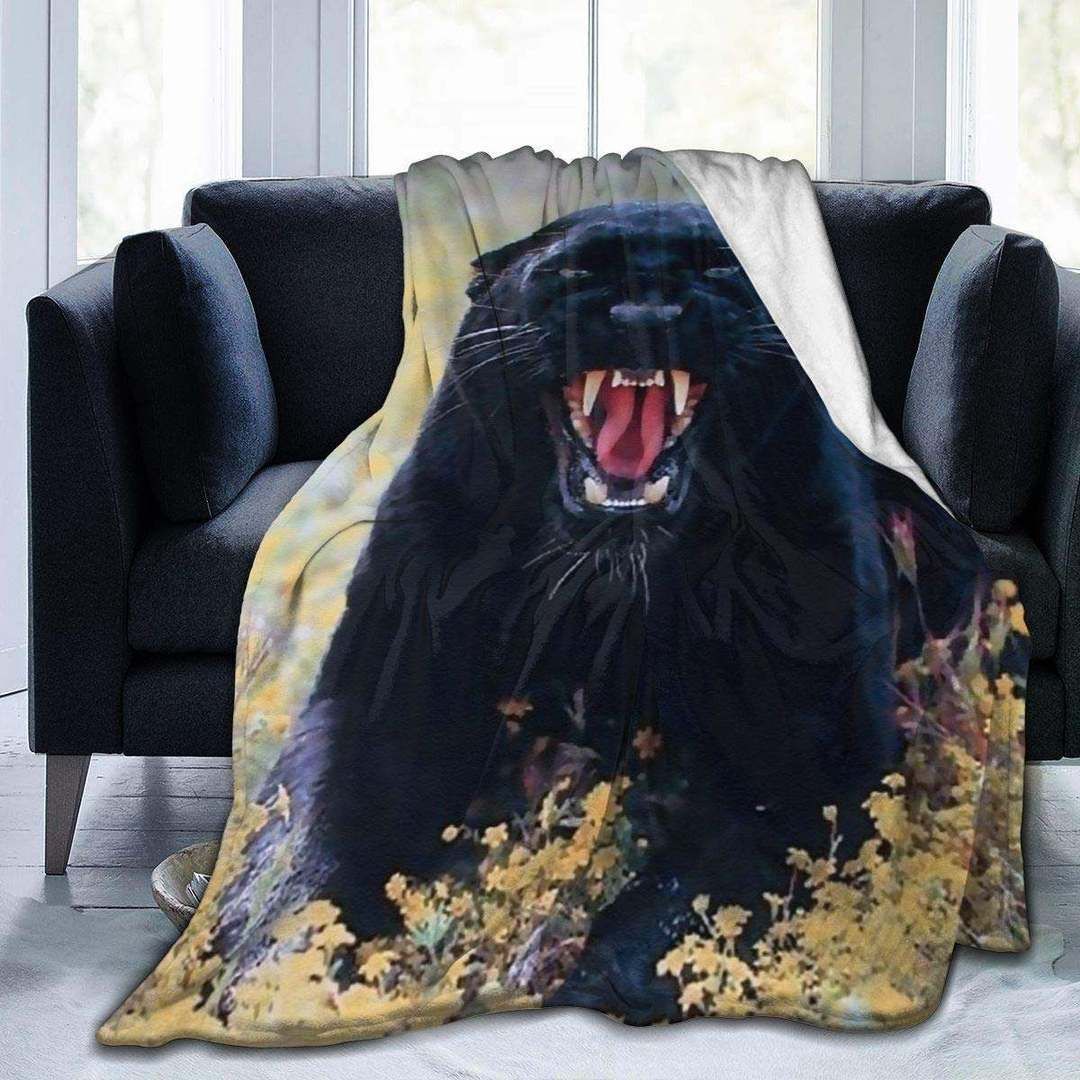 Black Panther Cat Sherpa Fleece Blanket