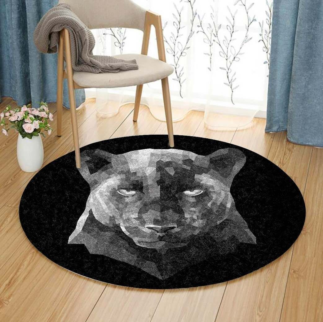 Black Panther Polygon Art Round Carpet