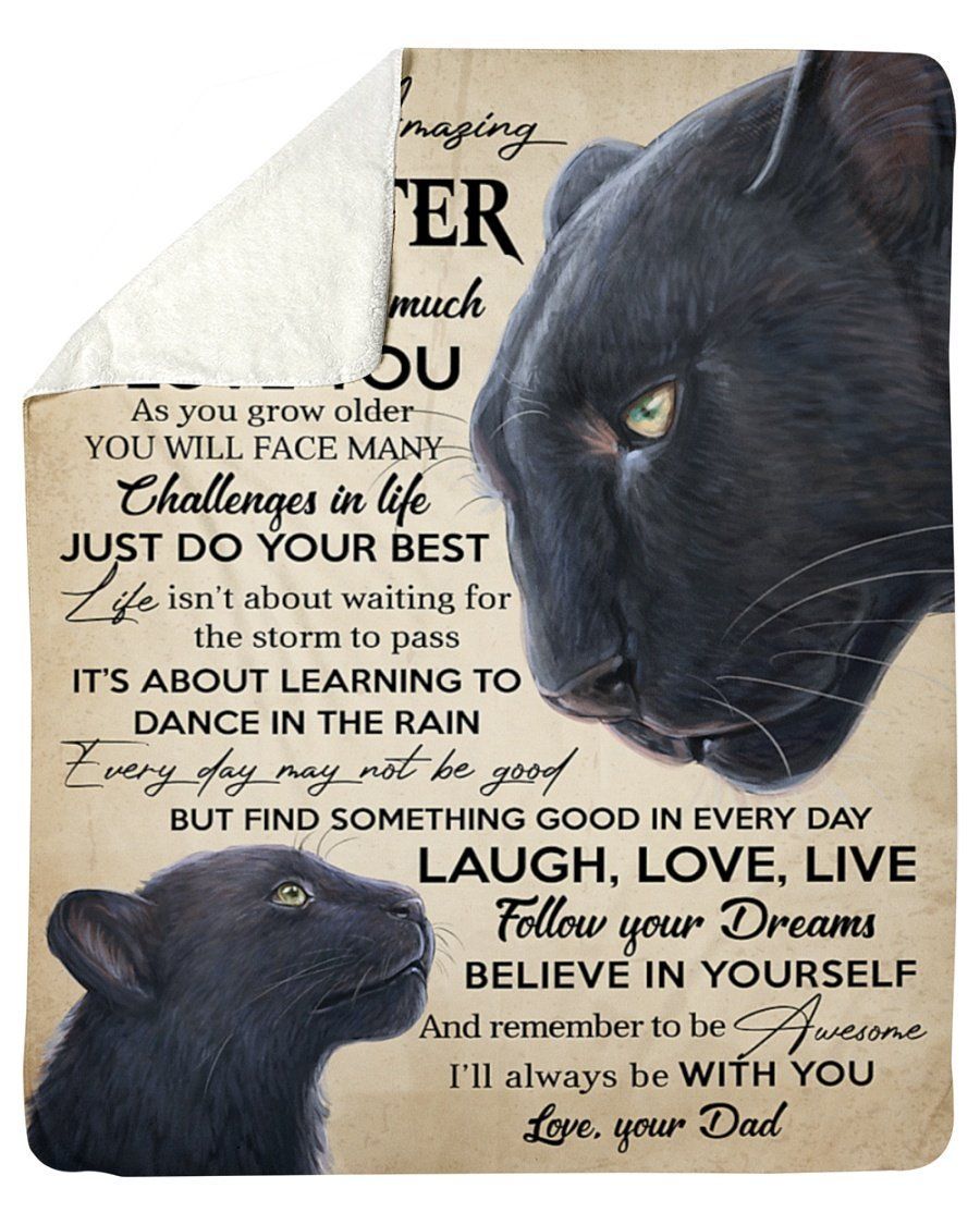 Black Panther To My Daughter Never Forget I Love U Fleece Blanket Sherpa Blanket