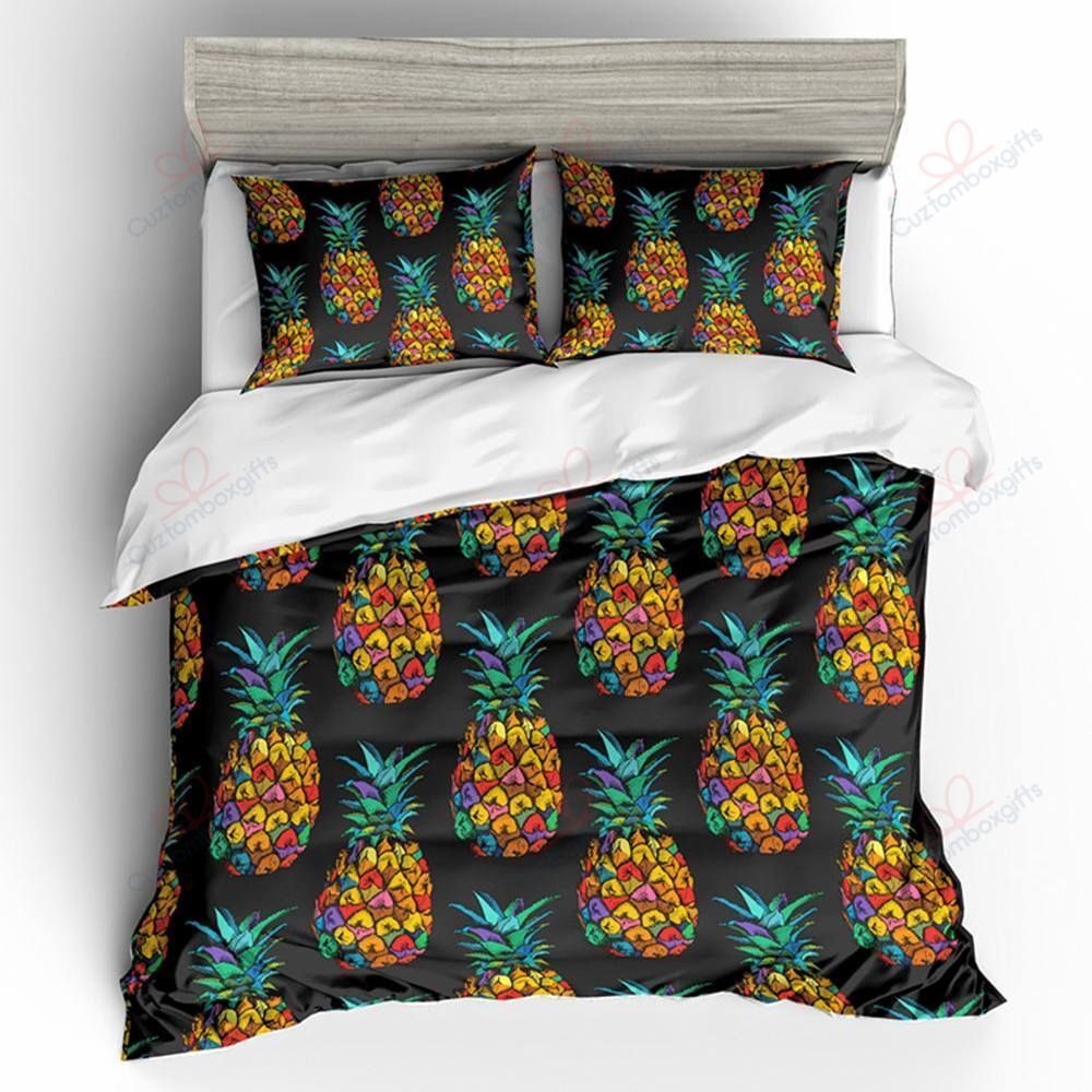 Black Pineapple Bedding Set