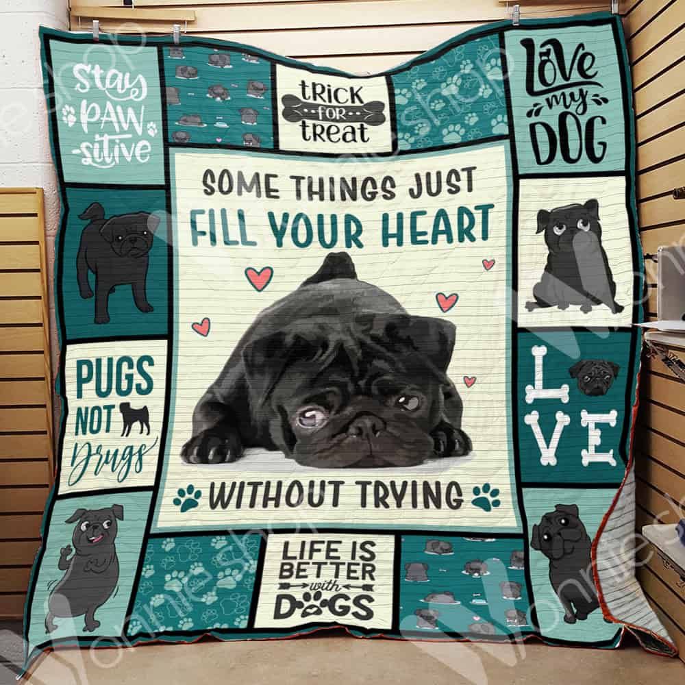 Black Pug Dog Blanket LNT1012007 Quilt Blanket