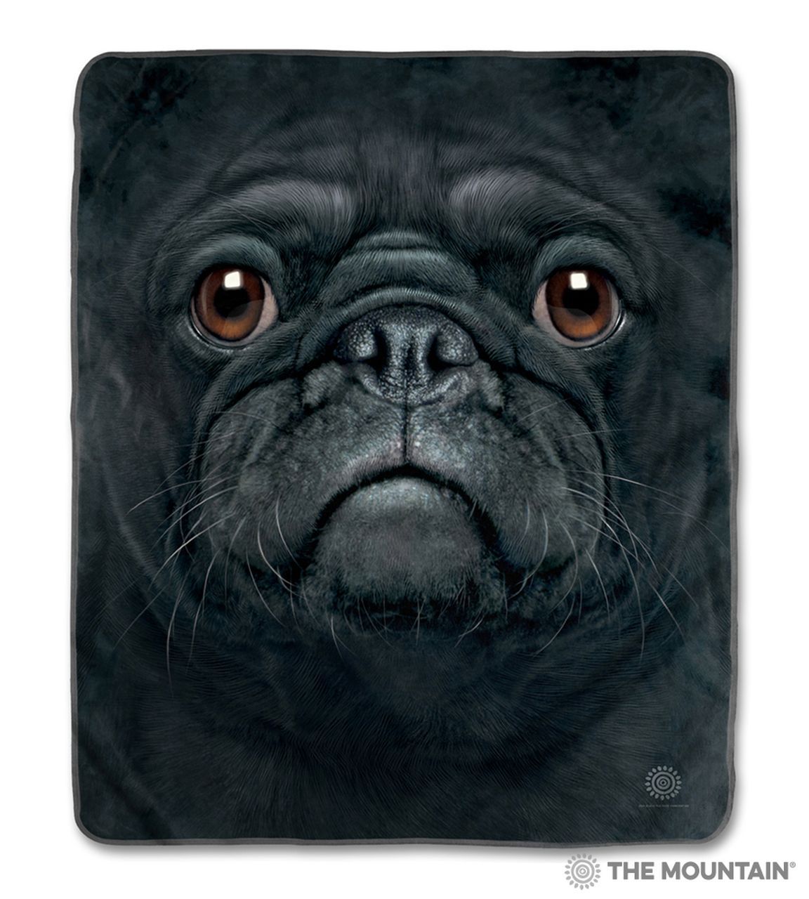 Black Pug Face Sherpa Fleece Blanket