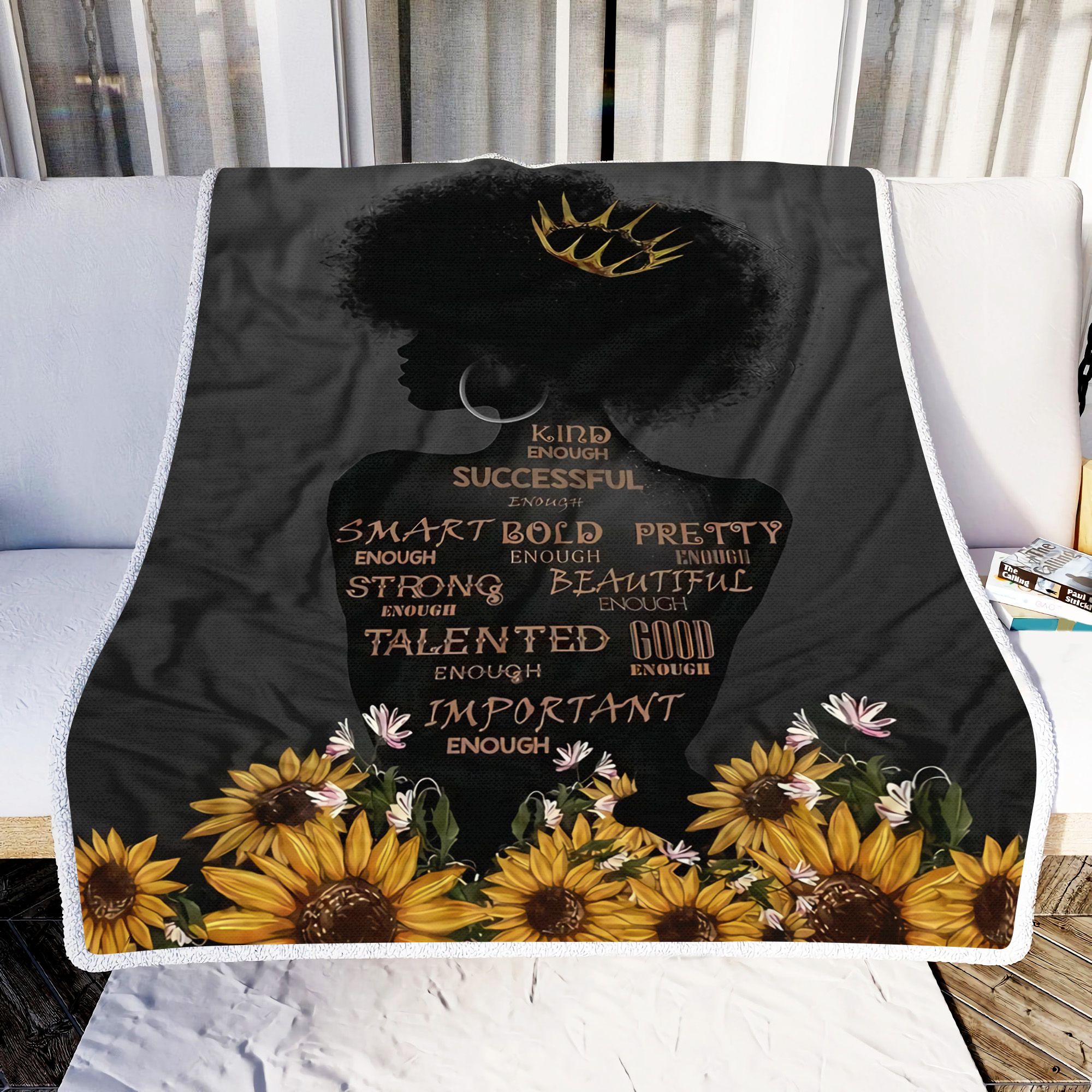 Black Queen I Am Enough Black Pride Fleece Blanket