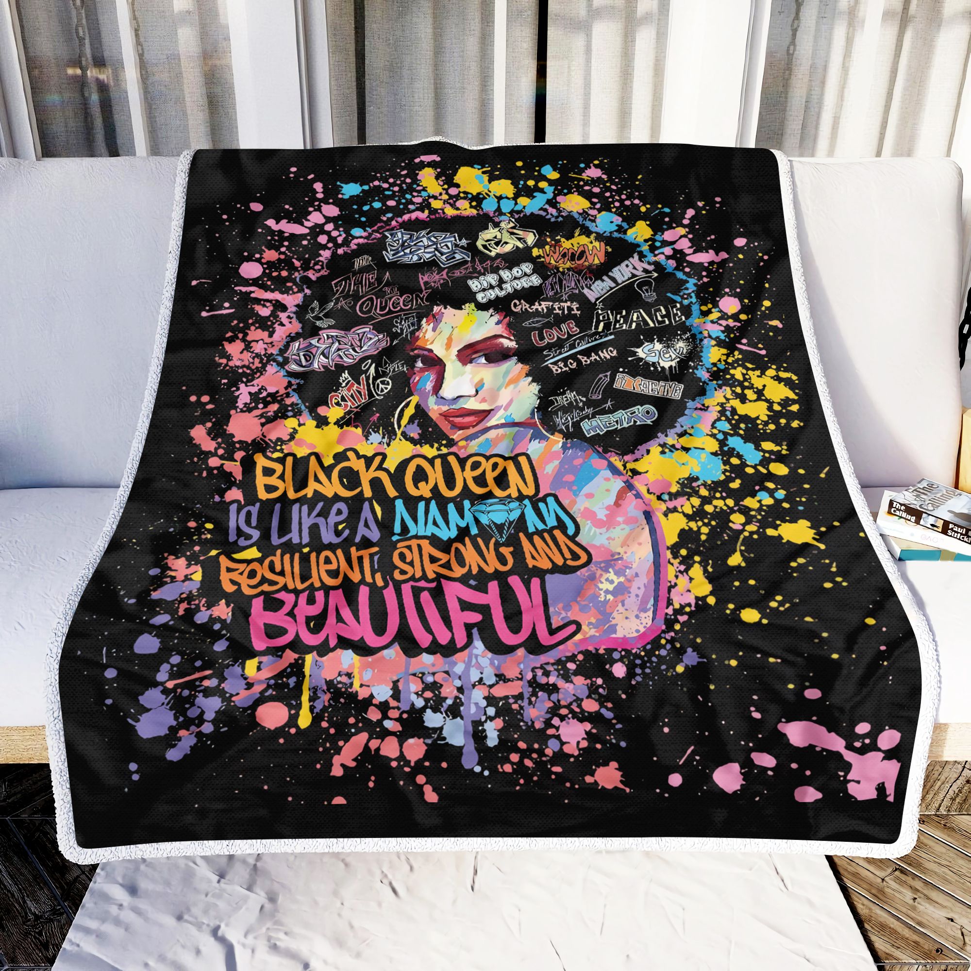 Black Queen Is Like A Diamond Fleece Blanket