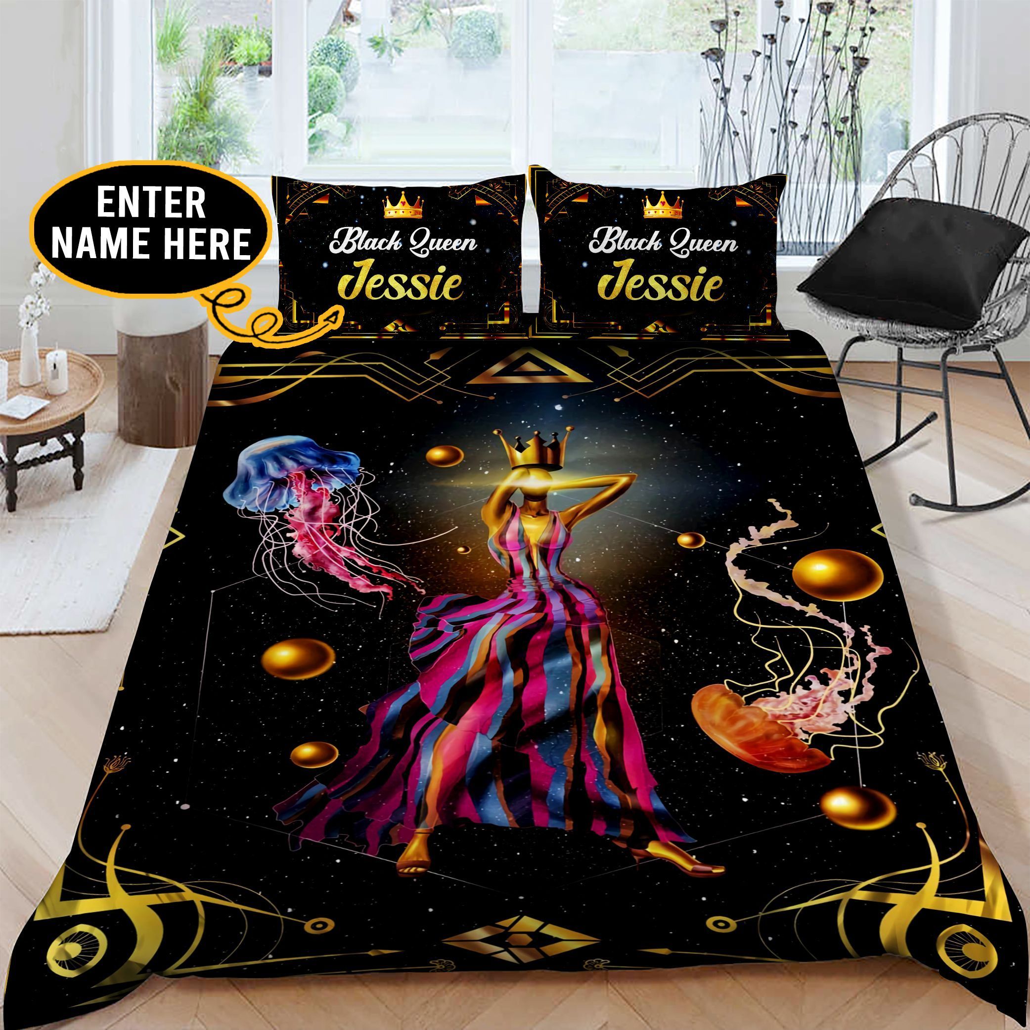 Black Queen Personalized Bedding Set