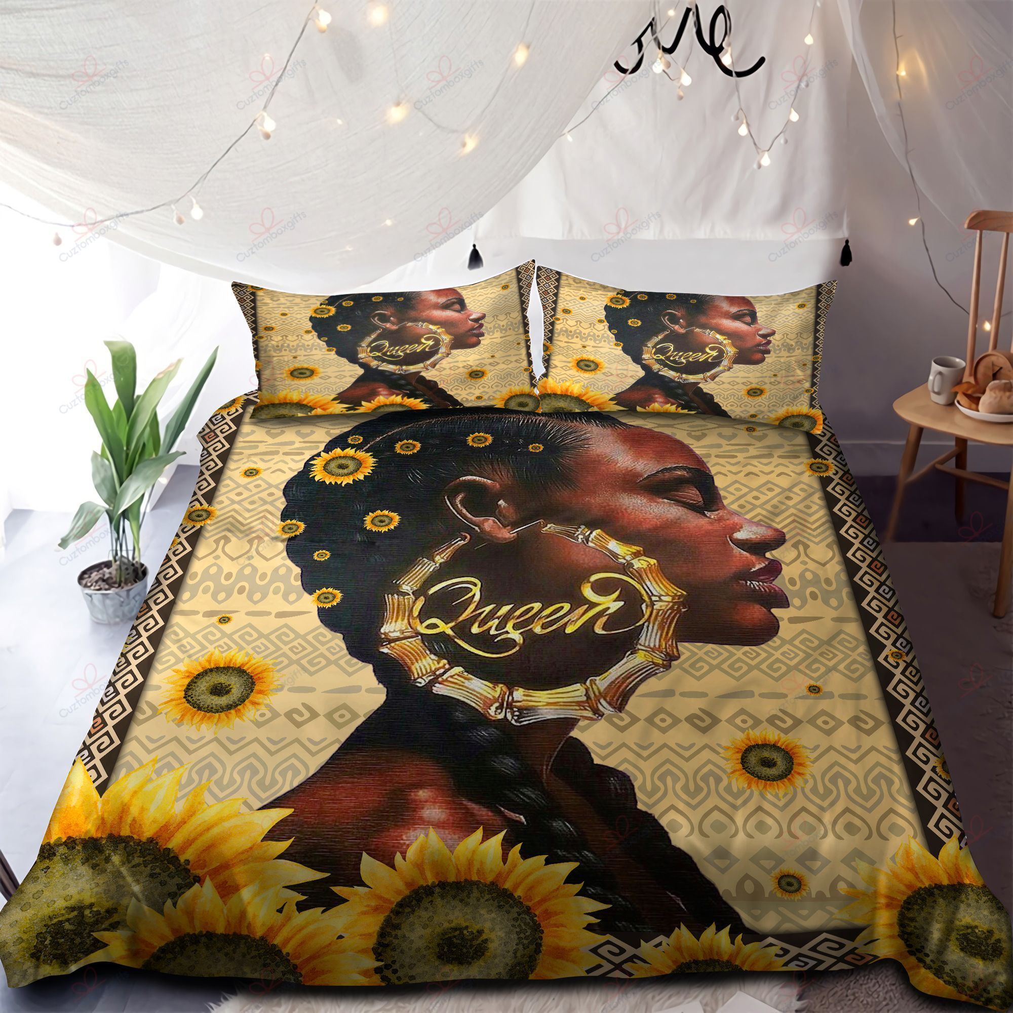 Black Queen Sunflower Bedding Set