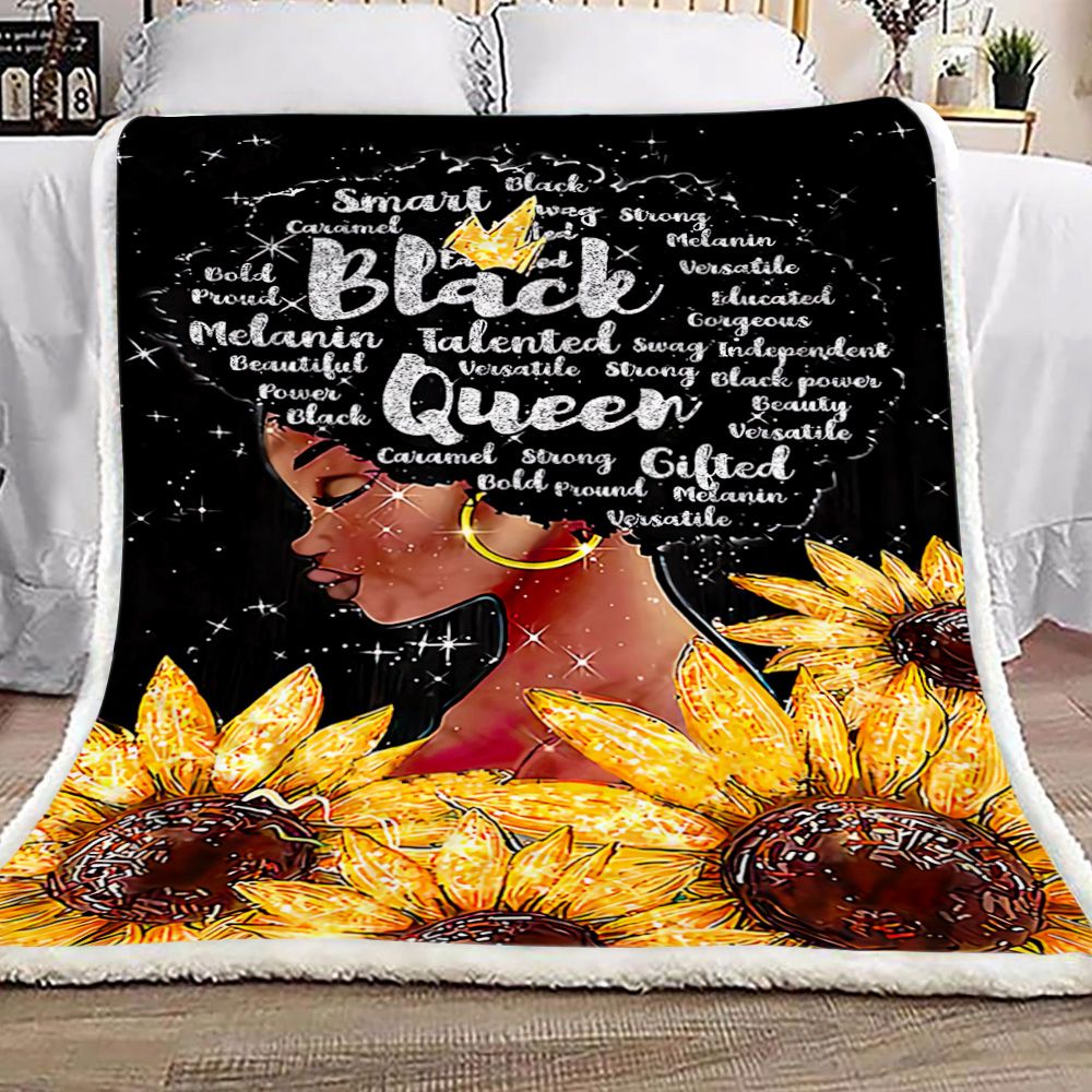 Black Queen Sunflower Fleece Blanket