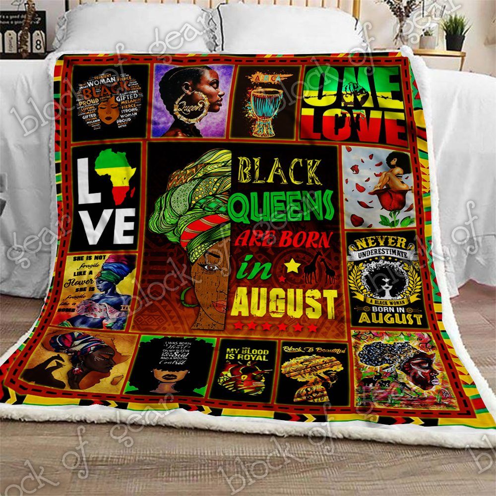 Black Queens Are Born In August Black Women Sherpa Fleece Blanket
