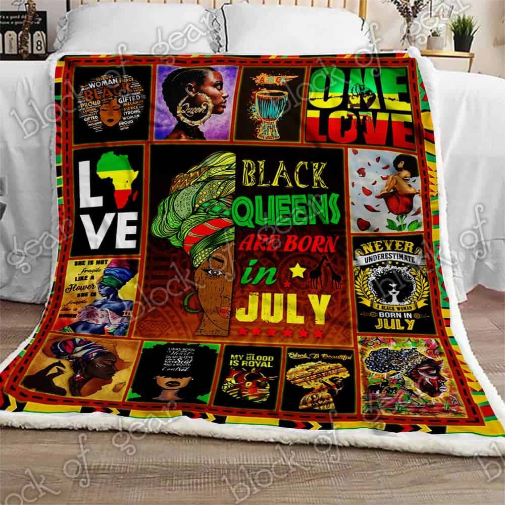 Black Queens Are Born In July Fleece Blanket