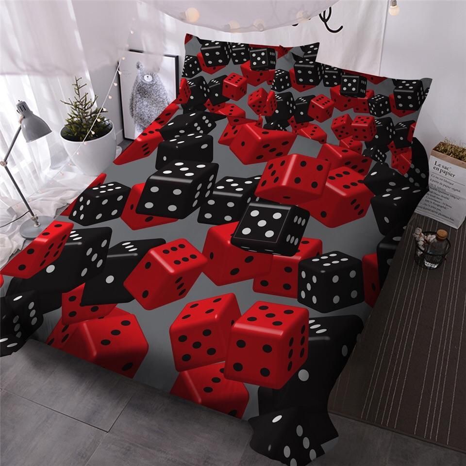 Black Red Dice Bedding Set