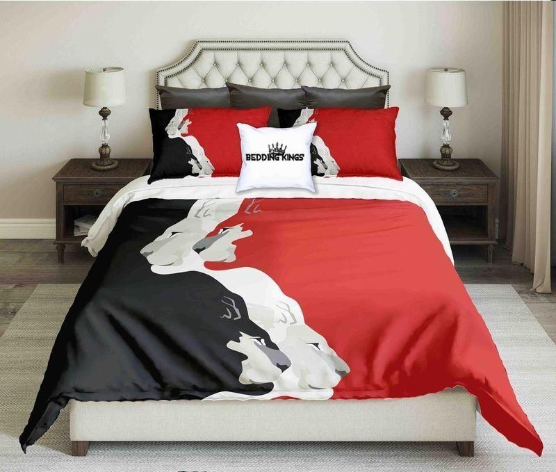 Black Red White Tigers Design  Bedding Set