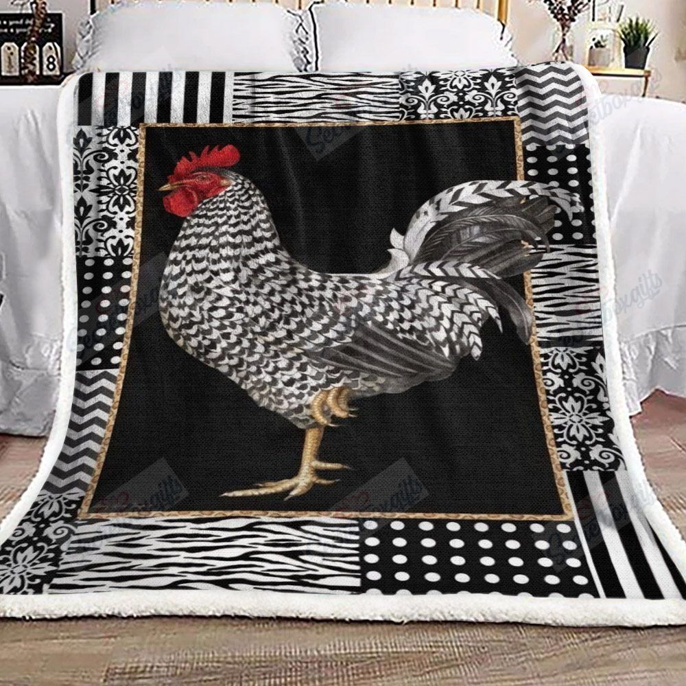 Black Rooster Fleece Blanket