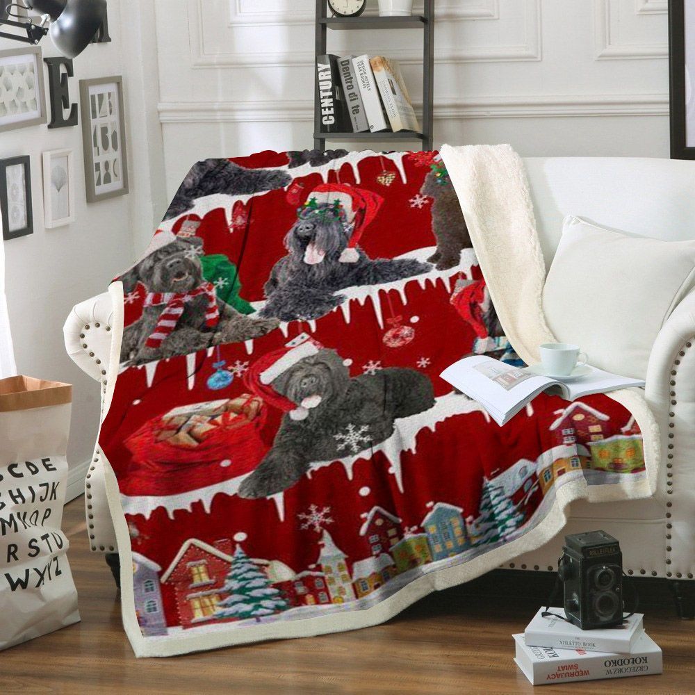 Black Russian Terrier Snow Christmas Sherpa Fleece Blanket