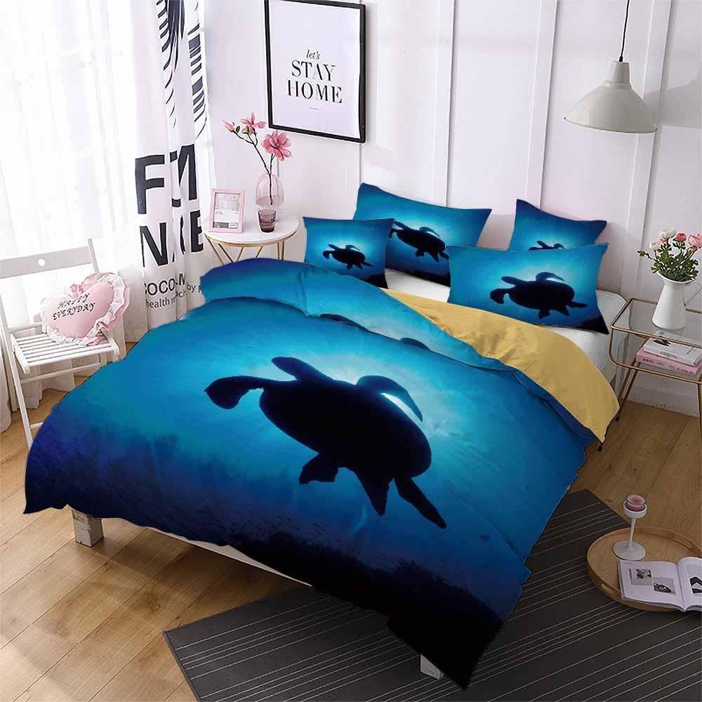 Black Sea Turtle Under Water Printed Bedding Set