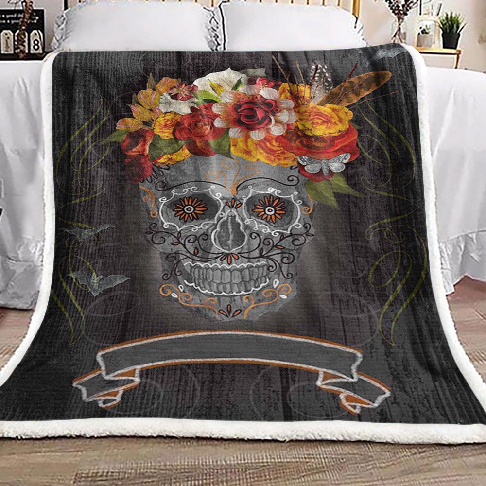 Black Skull Sherpa Fleece Blanket