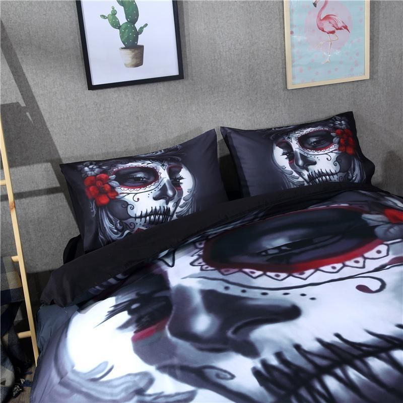 Black Sugar Skull Bedding Set