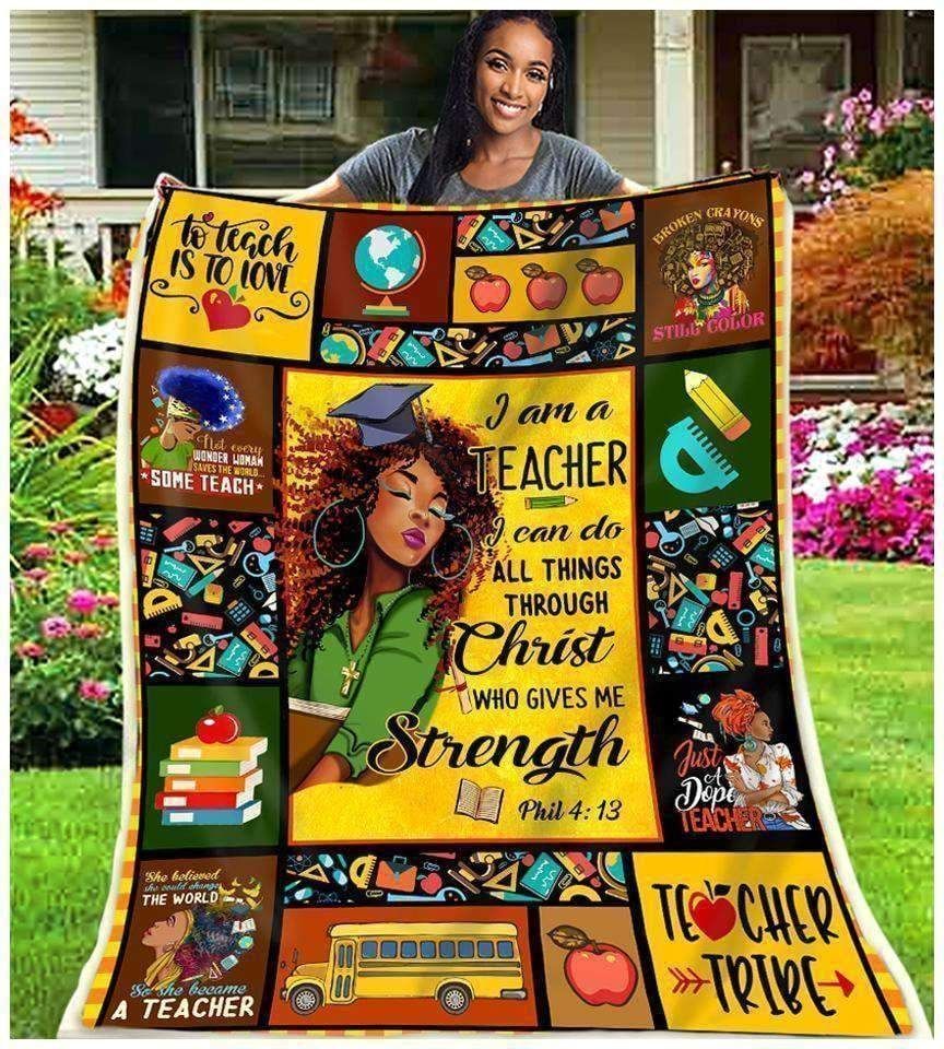 Black Teacher Sherpa Fleece Blanket