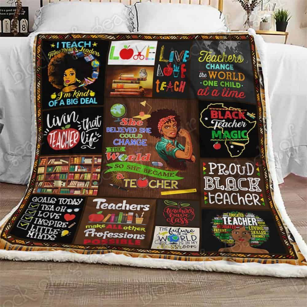 Black Teacher Magic Fleece Blanket