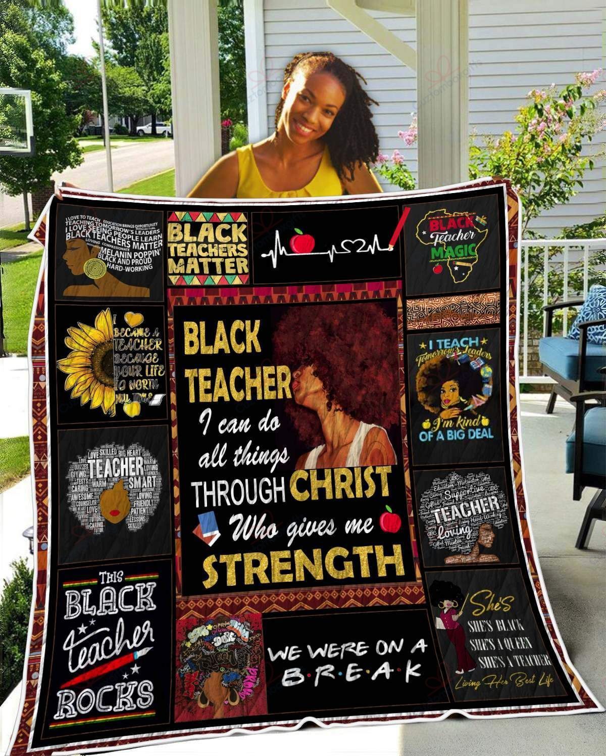 Black Teacher Strength TH2309151CL Quilt Blanket