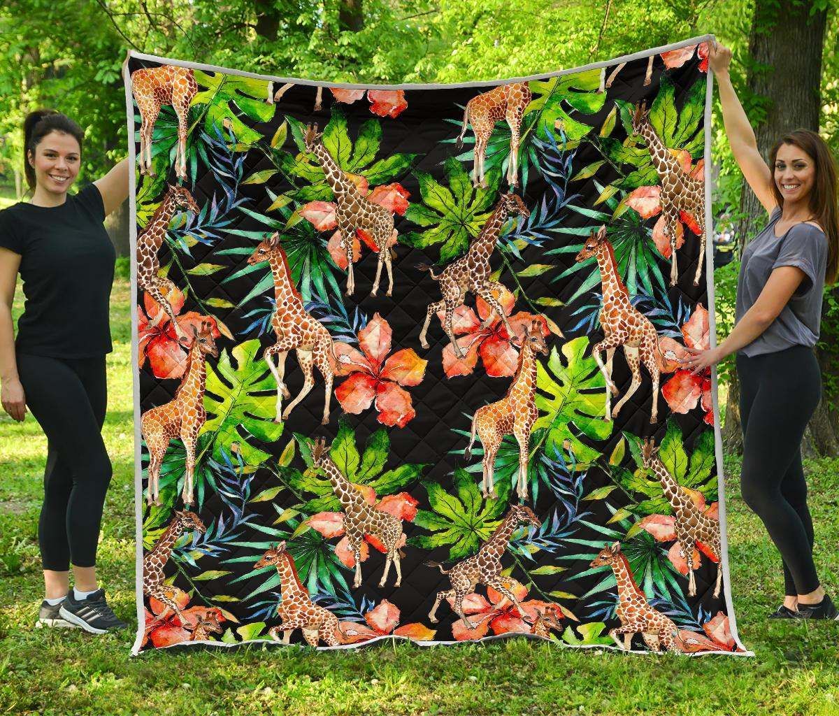 Black Tropical Giraffe CL17100076MDQ Quilt Blanket