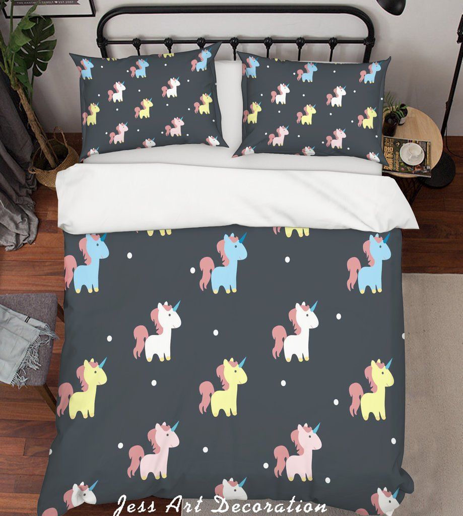 Black Unicorn Bedding Set