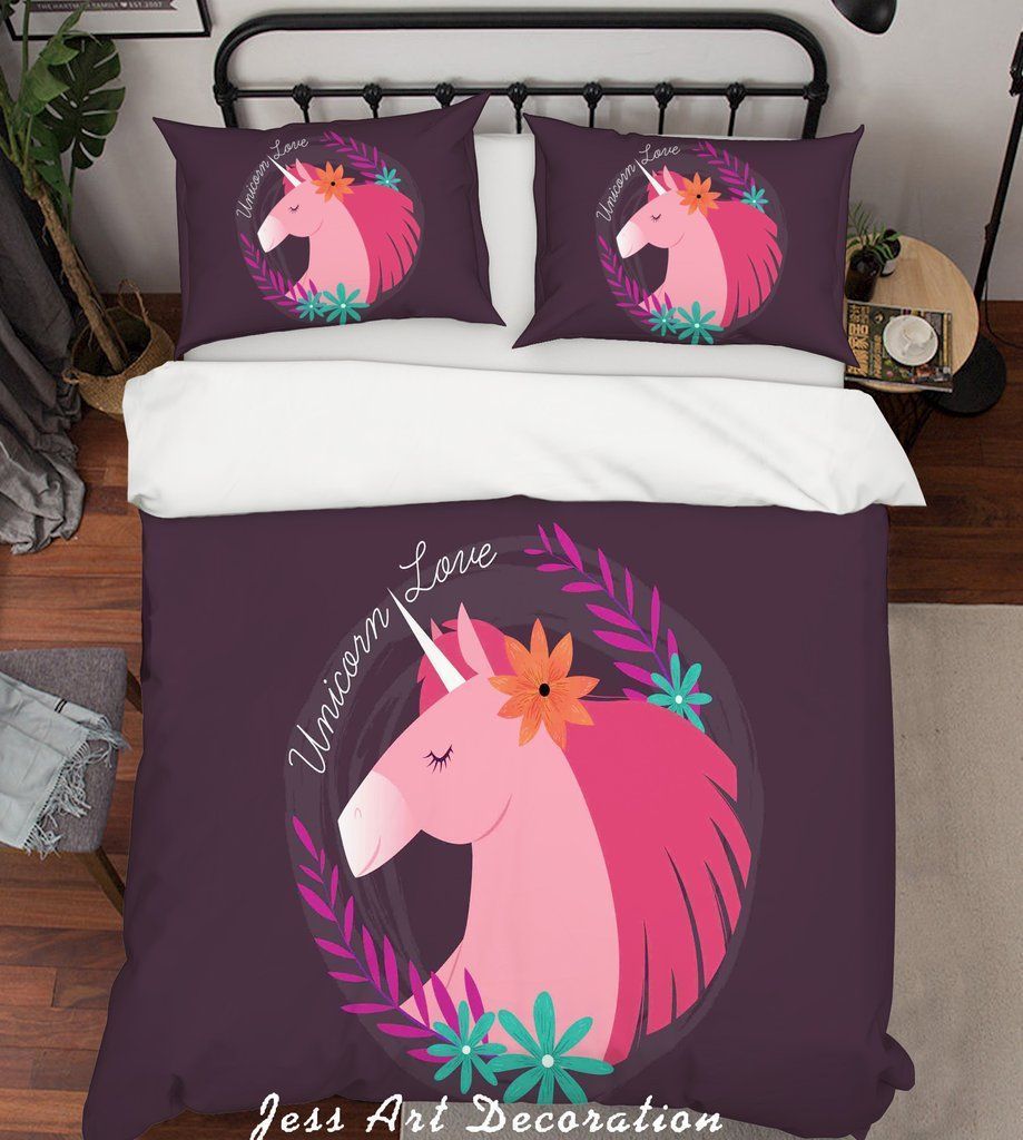 Black Unicorn Bedding Set