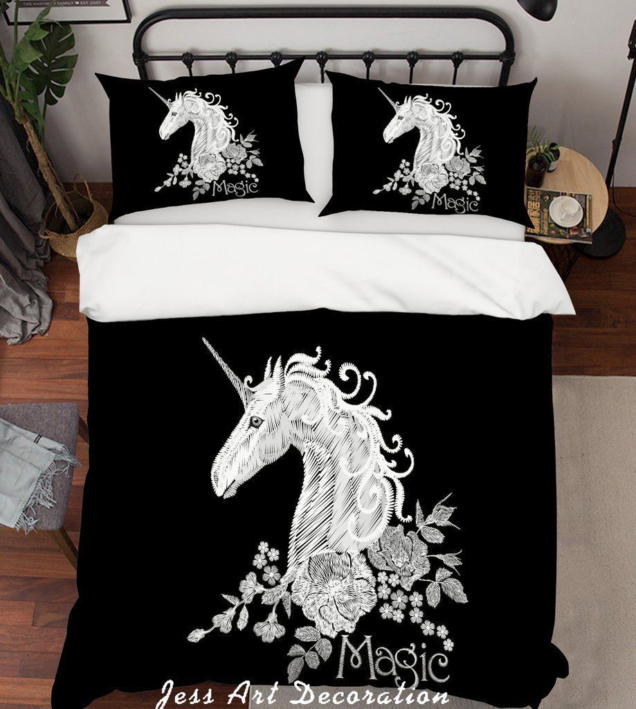 Black Unicorn Bedding Set