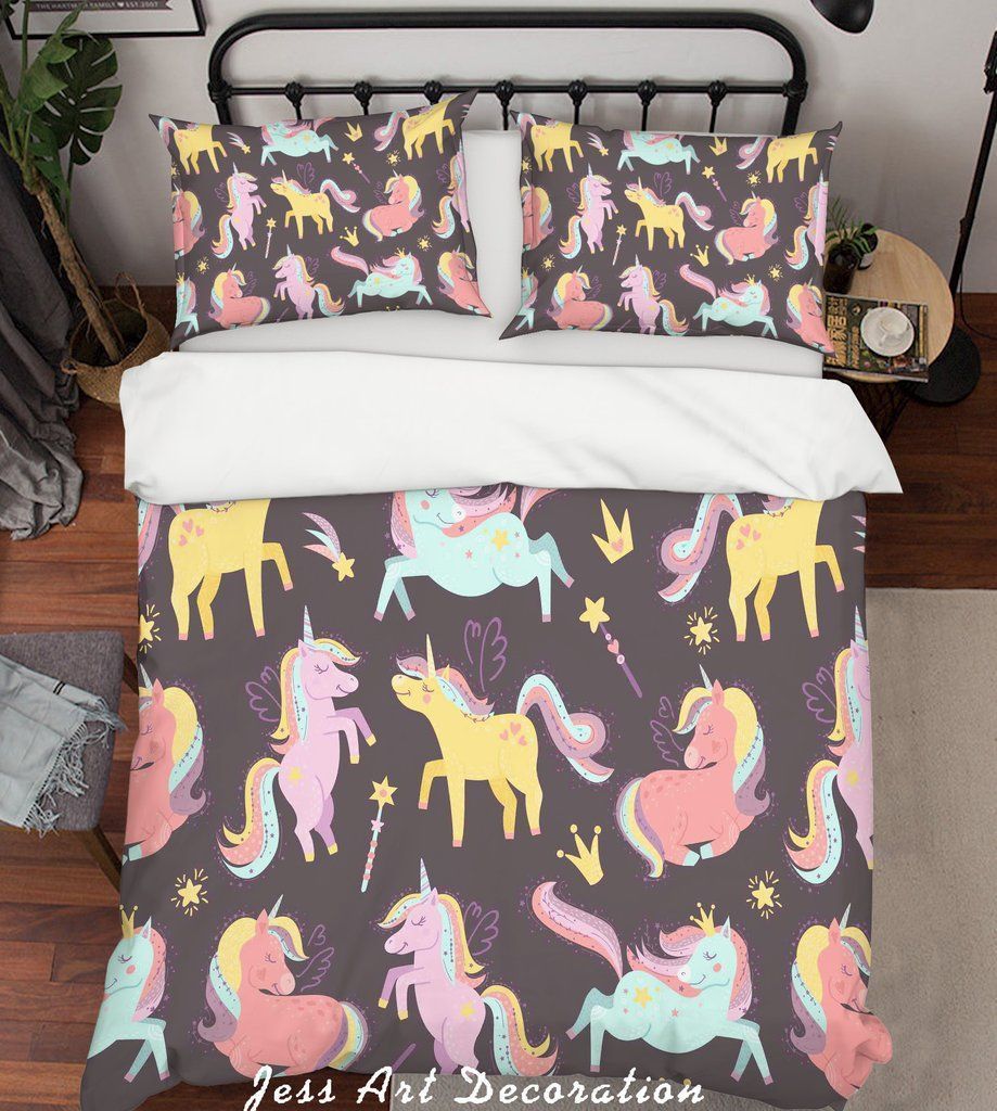 Black Unicorn Bedding Set